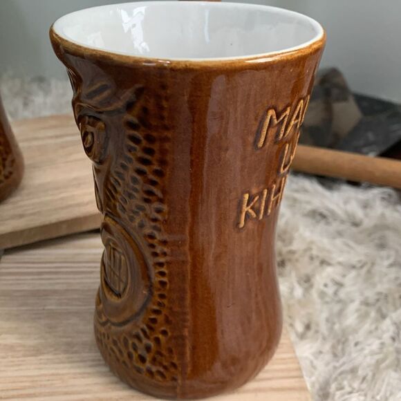 Vintage Daga Hawaii Maui Lu Luau Kihei Maui Tiki Tumbler Cup Set Of Two - Picture 5 of 17
